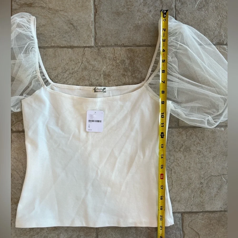 NWT Free People Puff Sleeve Ivory Top Intimately S Romantic Balletcore